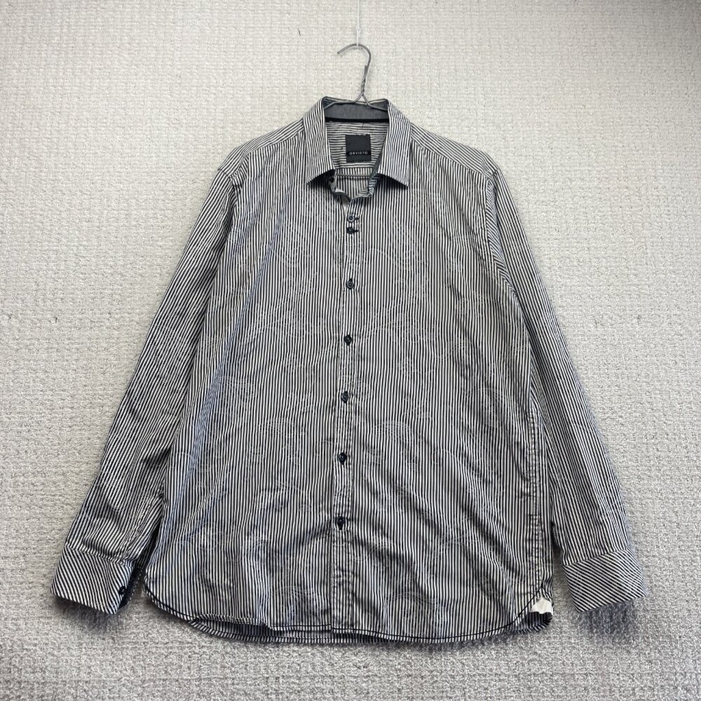 Orvieto Long Sleeve Shirt Striped Size M/L Dark Blue Striped Dark Paisley Floral